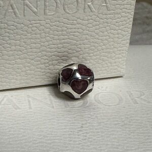 Pandora great shape love you purple burgundy enamel hearts s925 ale silver charm